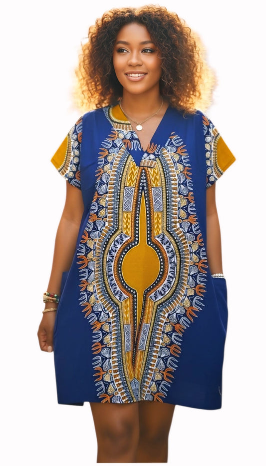 Frannie's Dashiki Shift Dress – Handmade Afrocentric Comfort Dress