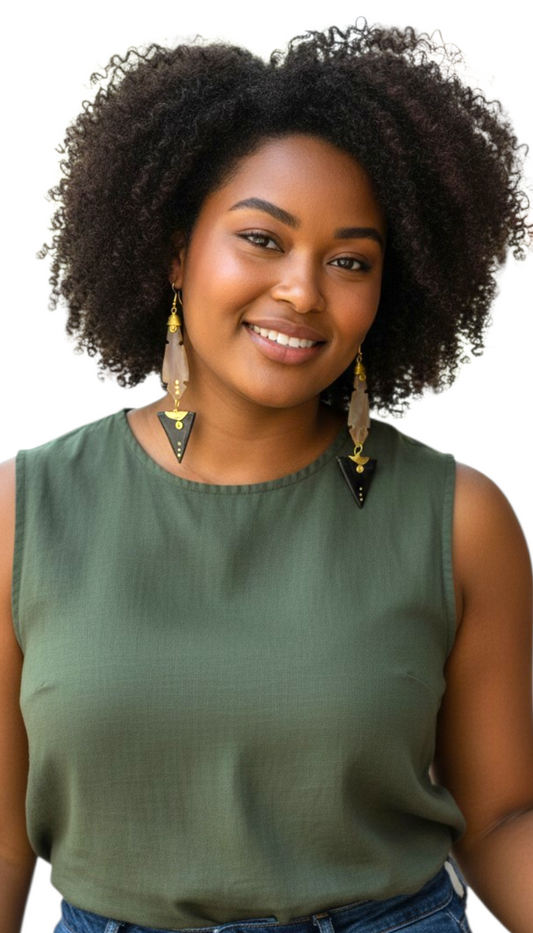Brass and Bone Earrings- Aminata