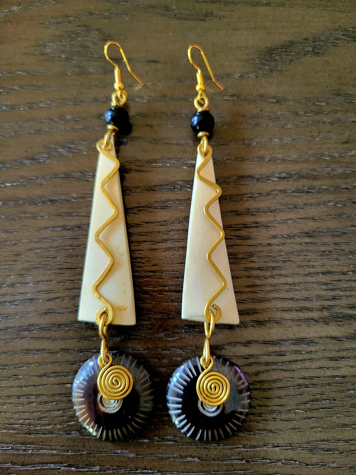 Brass and Bone Earrings Set D