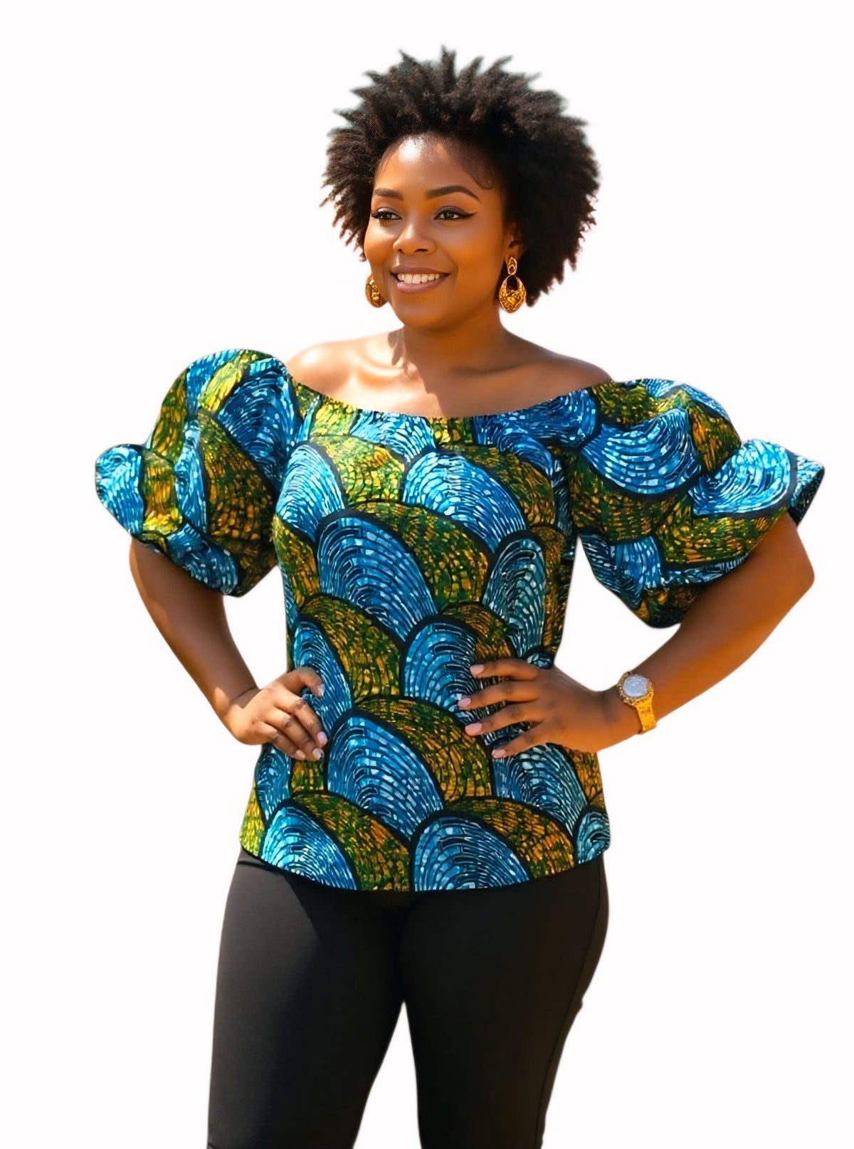 Zola Ankara Off-Shoulder Top + Headwrap