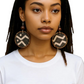 Adamas Large Beaded Mudcloth Earrings-Ayo