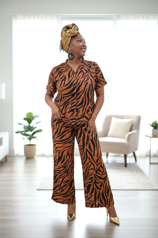 Yatta-Zoe Luxury Two Piece Pant Suit-Print B