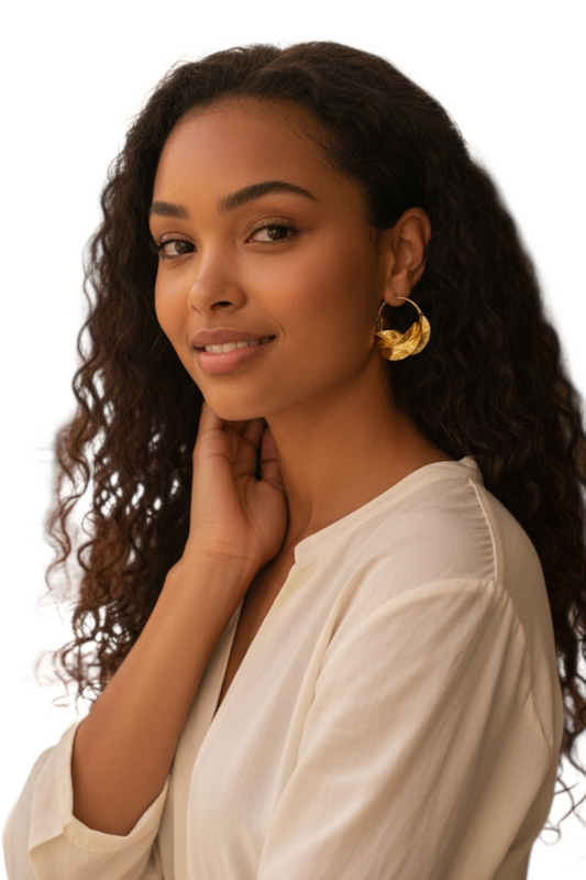 Large Fula Gold Twist Earrings – 1½”
