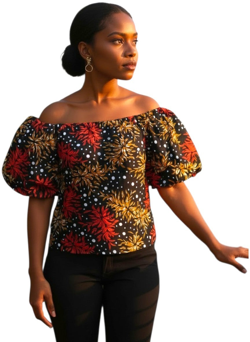 Zola Ankara Off-Shoulder Top + Headwrap