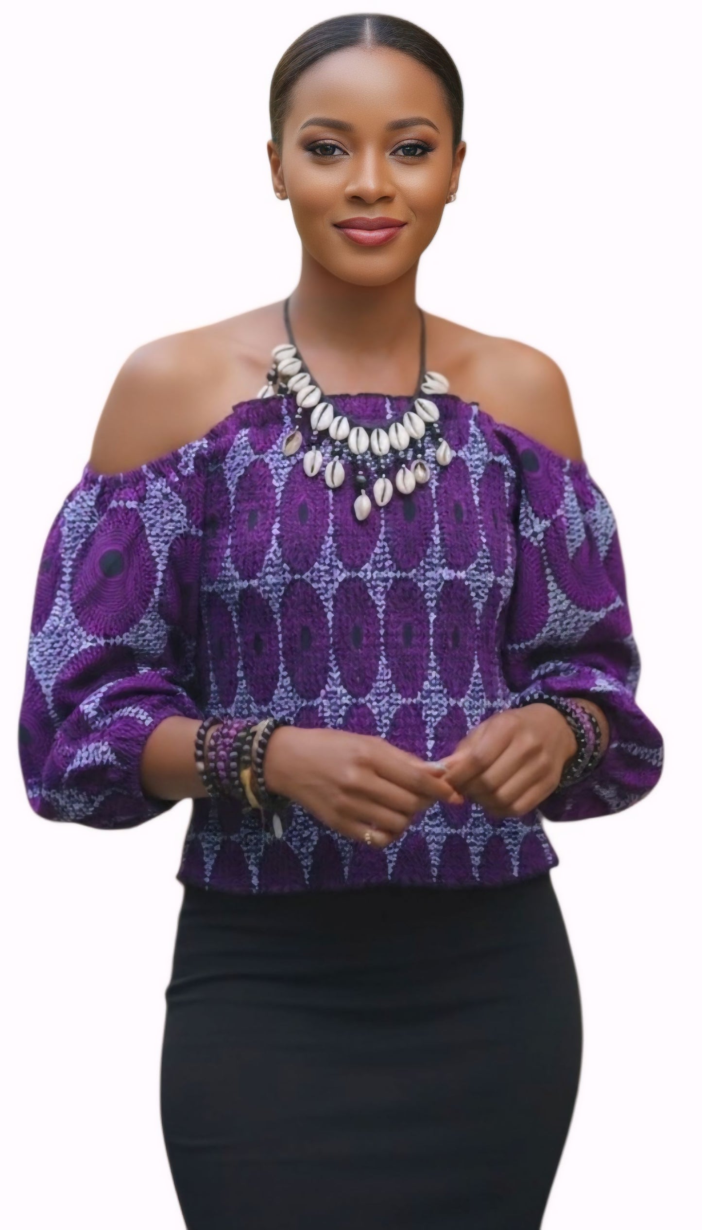 Adama Ankara Vibrant Off-Shoulder Top-Print D