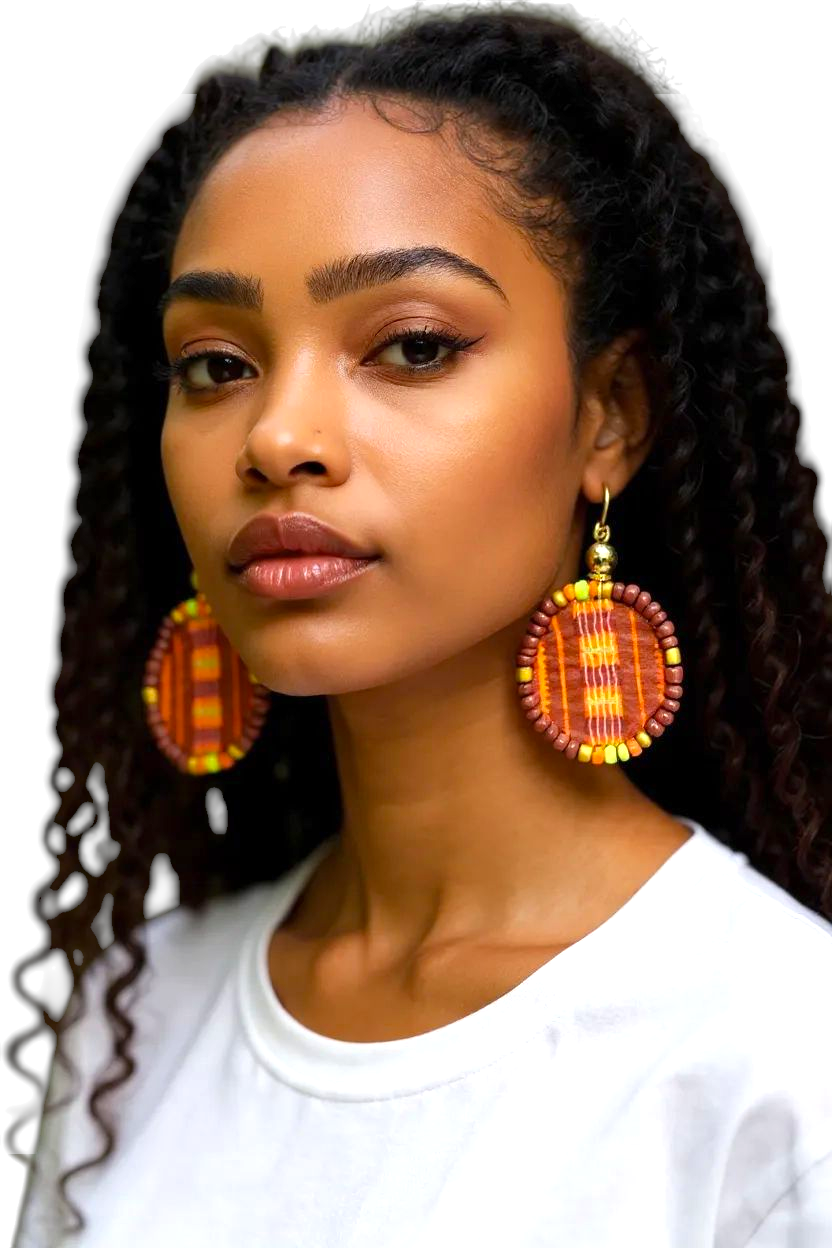Adamas Small Beaded Mudcloth Earrings-Ayele