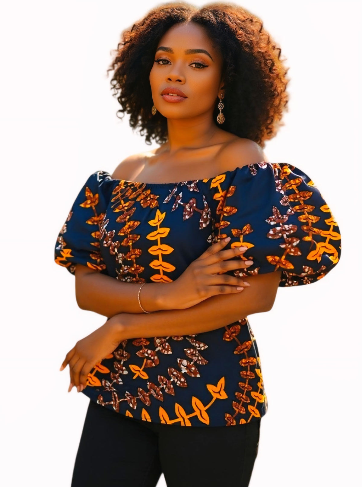 Zola Ankara Off-Shoulder Top + Headwrap