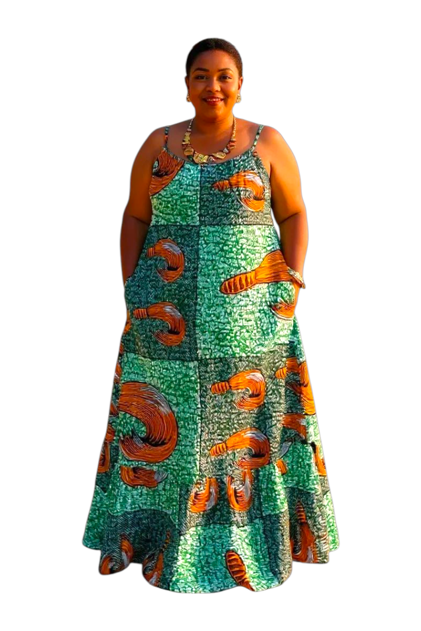 Kaibeh's African Print Maxi Dress Collection- Size:One Size Fits L - 2XL