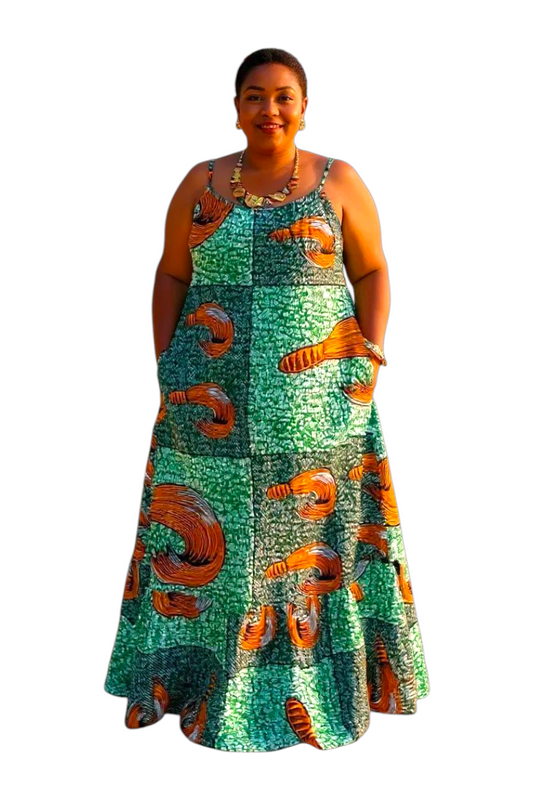 Kaibeh's African Print Maxi Dress Collection- Size:One Size Fits L - 2XL