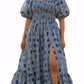 Saye Indigo Breeze Maxi Dress – Handmade Afrocentric Smocked Maxi Dress