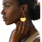 Amani Sunrise Brass Earrings – Handmade Afrocentric Half-Moon Statement Earrings