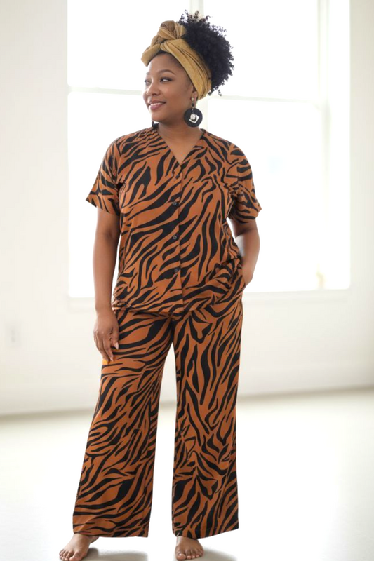 Yatta-Zoe Luxury Two Piece Pant Suit-Print B