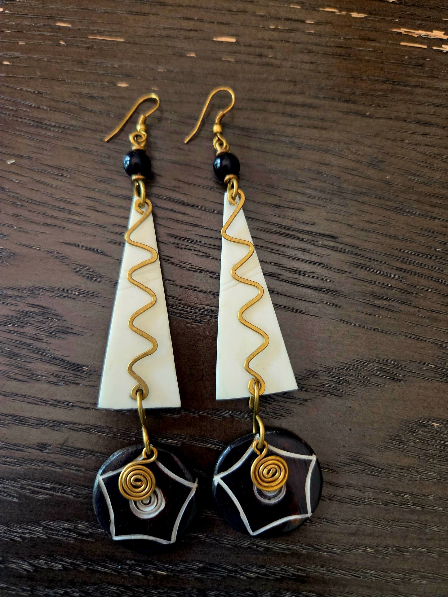 Brass and Bone Earrings Set D