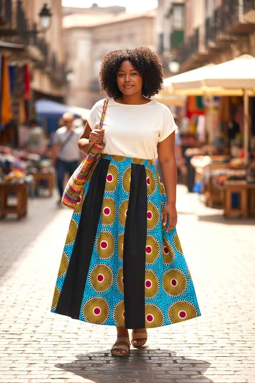 African Print Long Skirt & Wrap