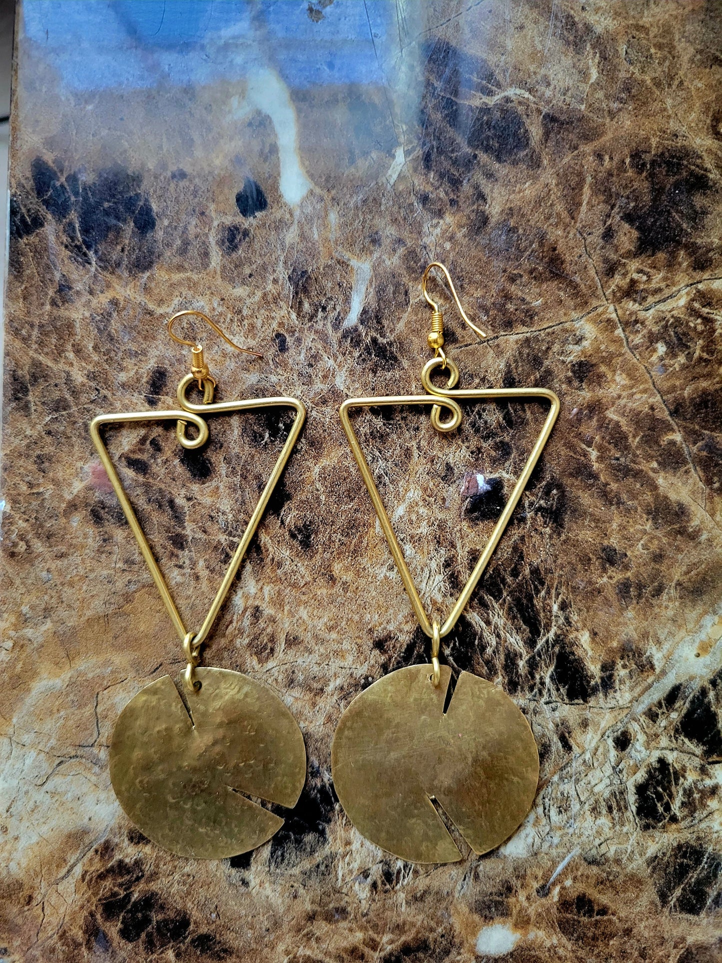 Imara Unity Brass Drop Earrings – Handmade Afrocentric Geometric Statement Earrings