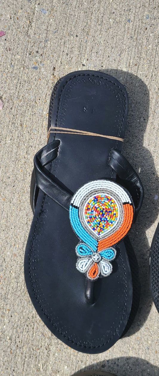 Multi Colored maasai beaded sandals-H