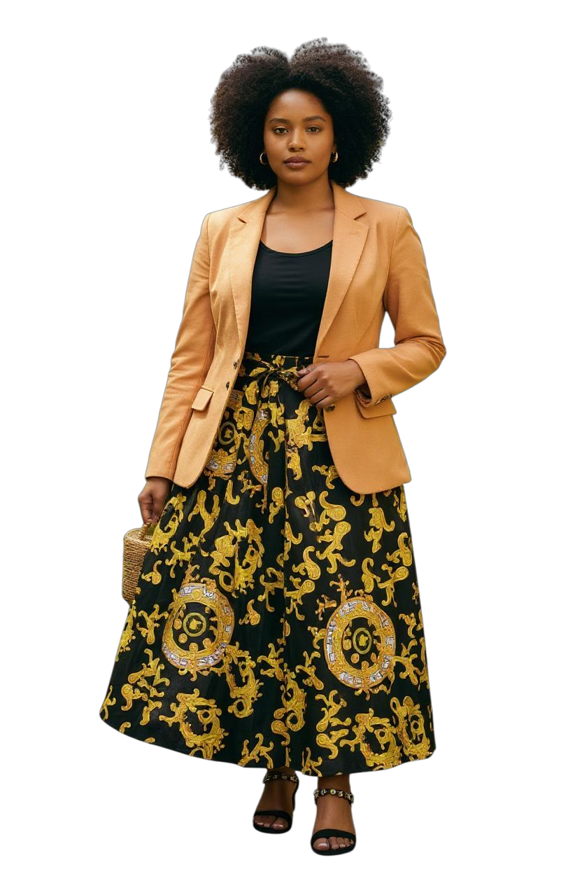 African Print Long Skirt & Wrap
