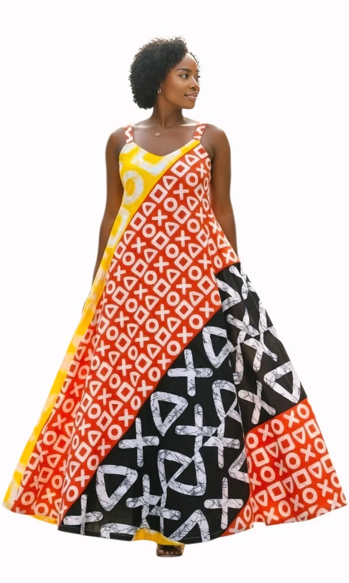 Zawadi Pan-African Maxi Dress-C + Yah'den Women Aluminum Earrings Collection