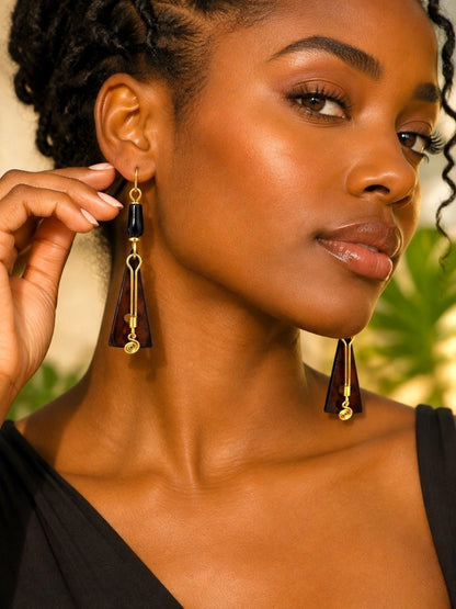 Brass and Bone Earrings Set J