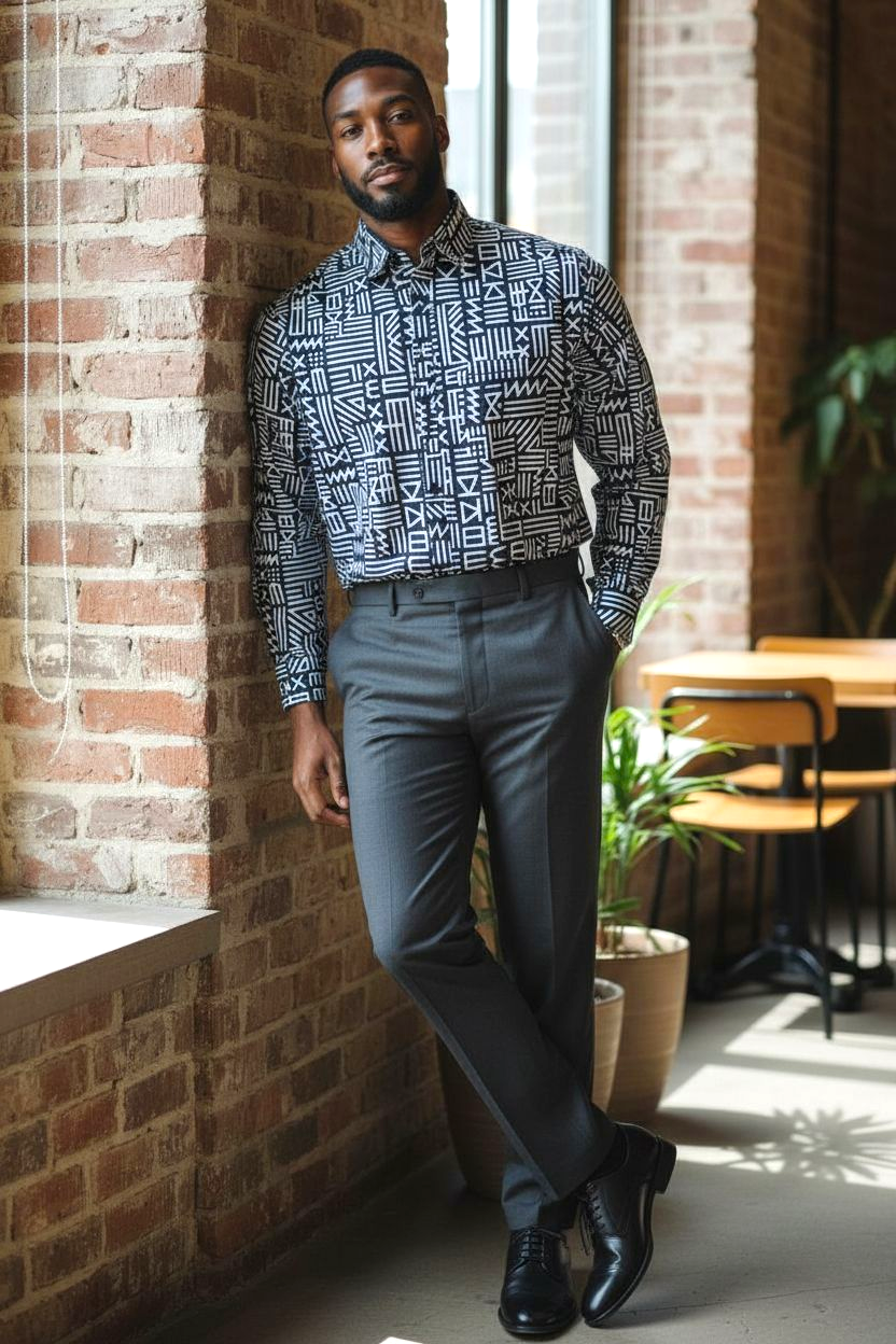 African Print Shirt for Men, African Men's Fashion, Casual Shirt, Long Shirt, Clothing Online, Slim Fit Shirt, Button Down Shirt