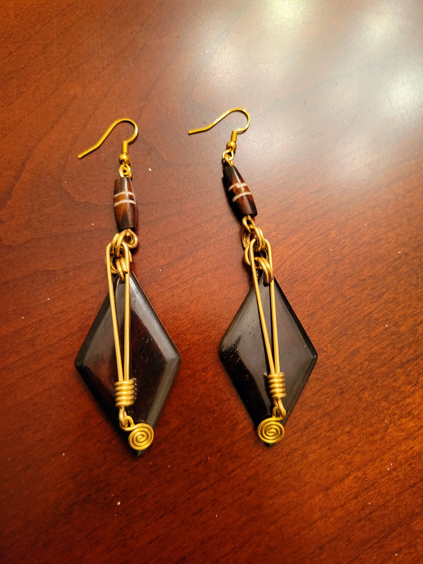 Brass, Bone & Shell Earrings-Zoe
