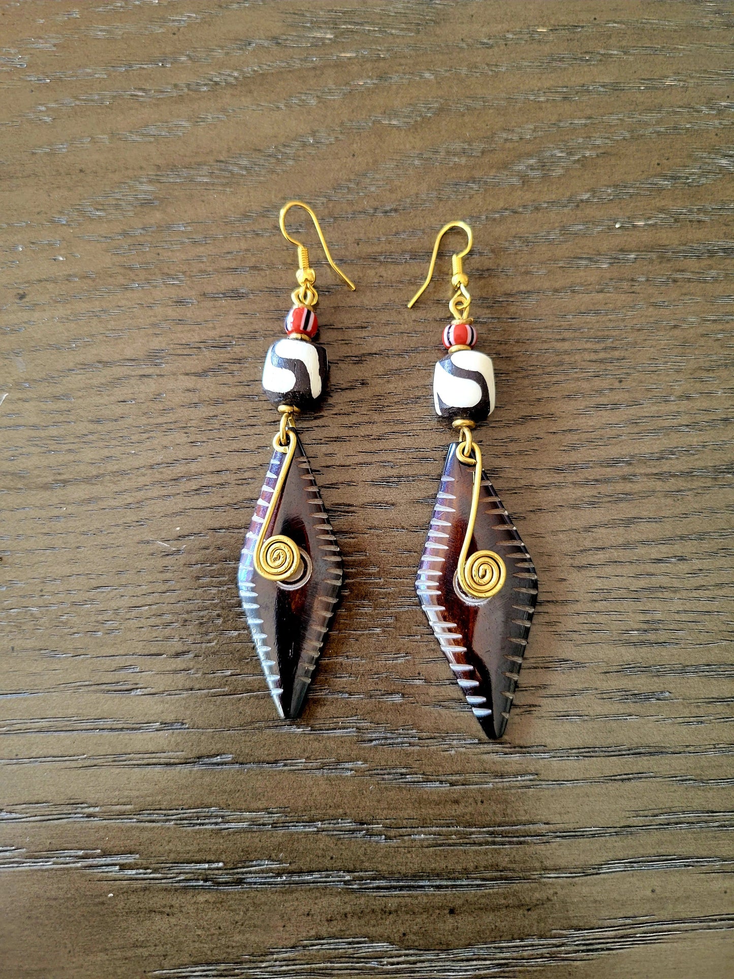 Brass and Bone Earrings Set F