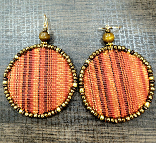 Adamas Large Beaded Mudcloth Earrings-Ife