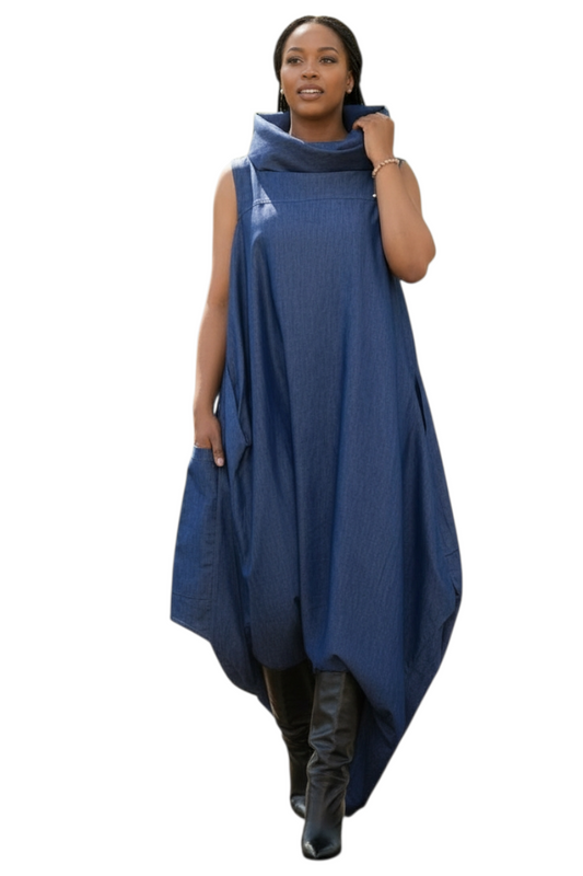 Yassa Indigo Flow Denim Jumpsuit