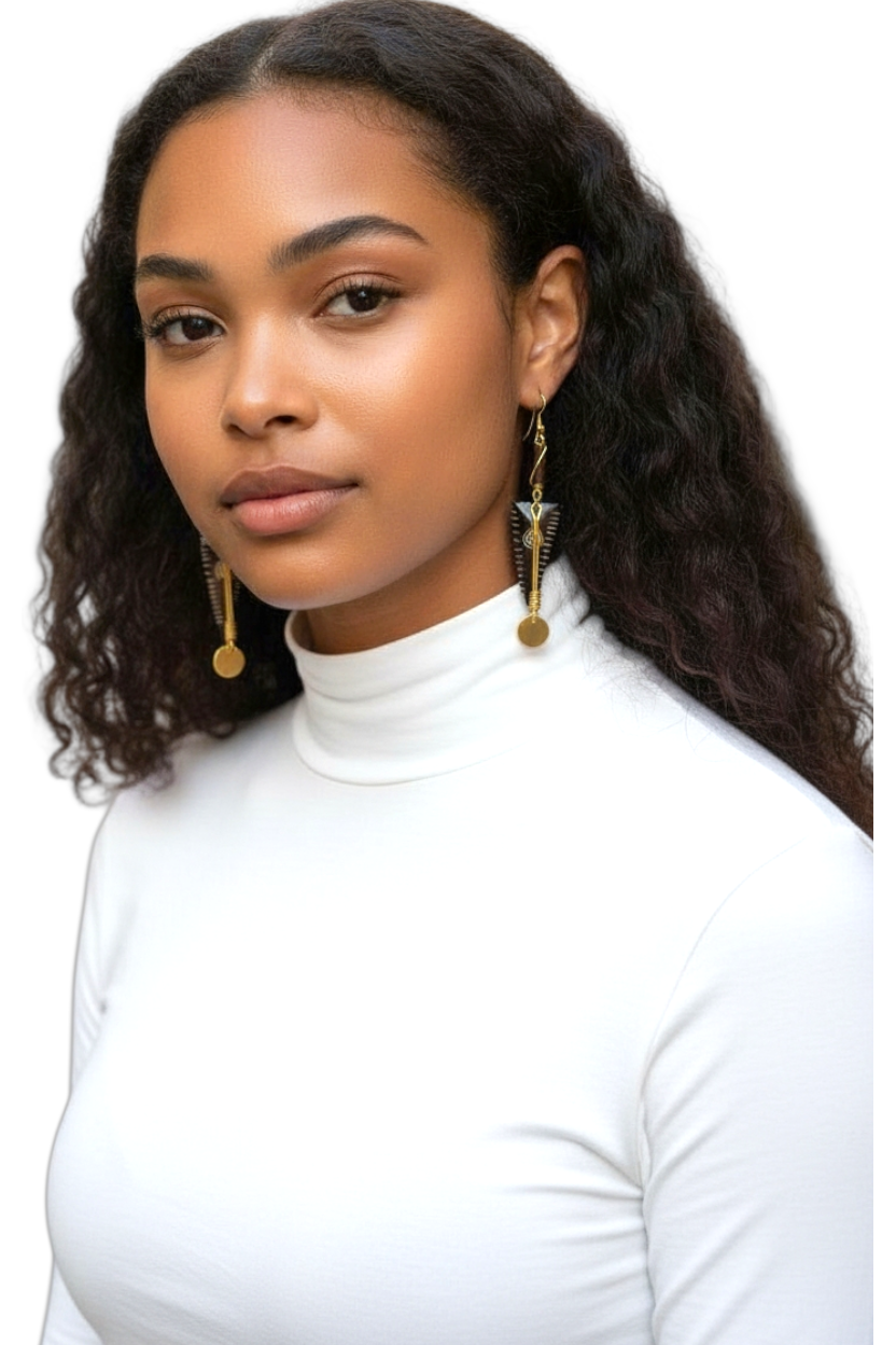 Brass and Bone Earrings Set F