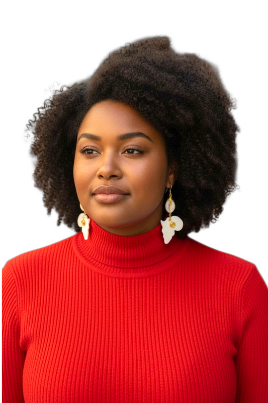 Brass, Bone & Shell Earrings-Kaibeh