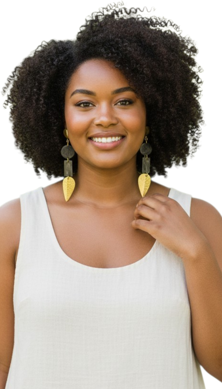 Brass and Bone Earrings- Fatou