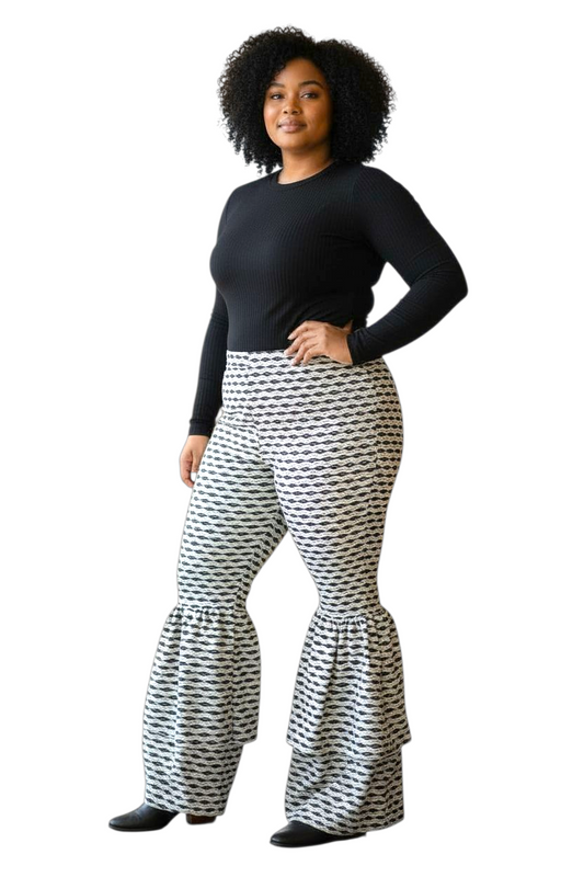 Yahden Ankara Trendy Flared Pants + Frannie's Leather and Brass Earrings