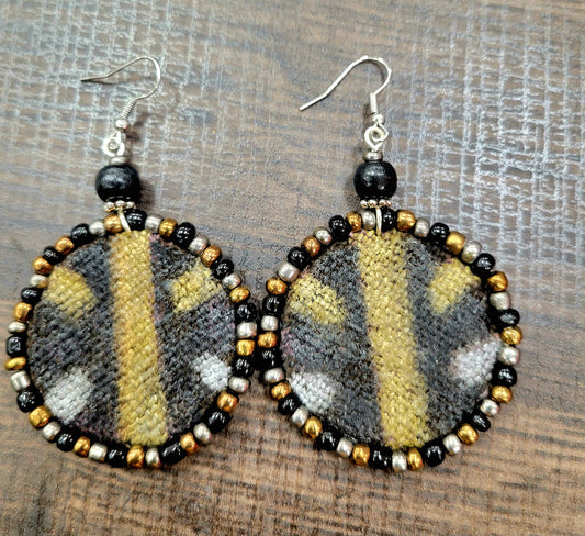 Adamas Small Beaded Mudcloth Earrings-Claire