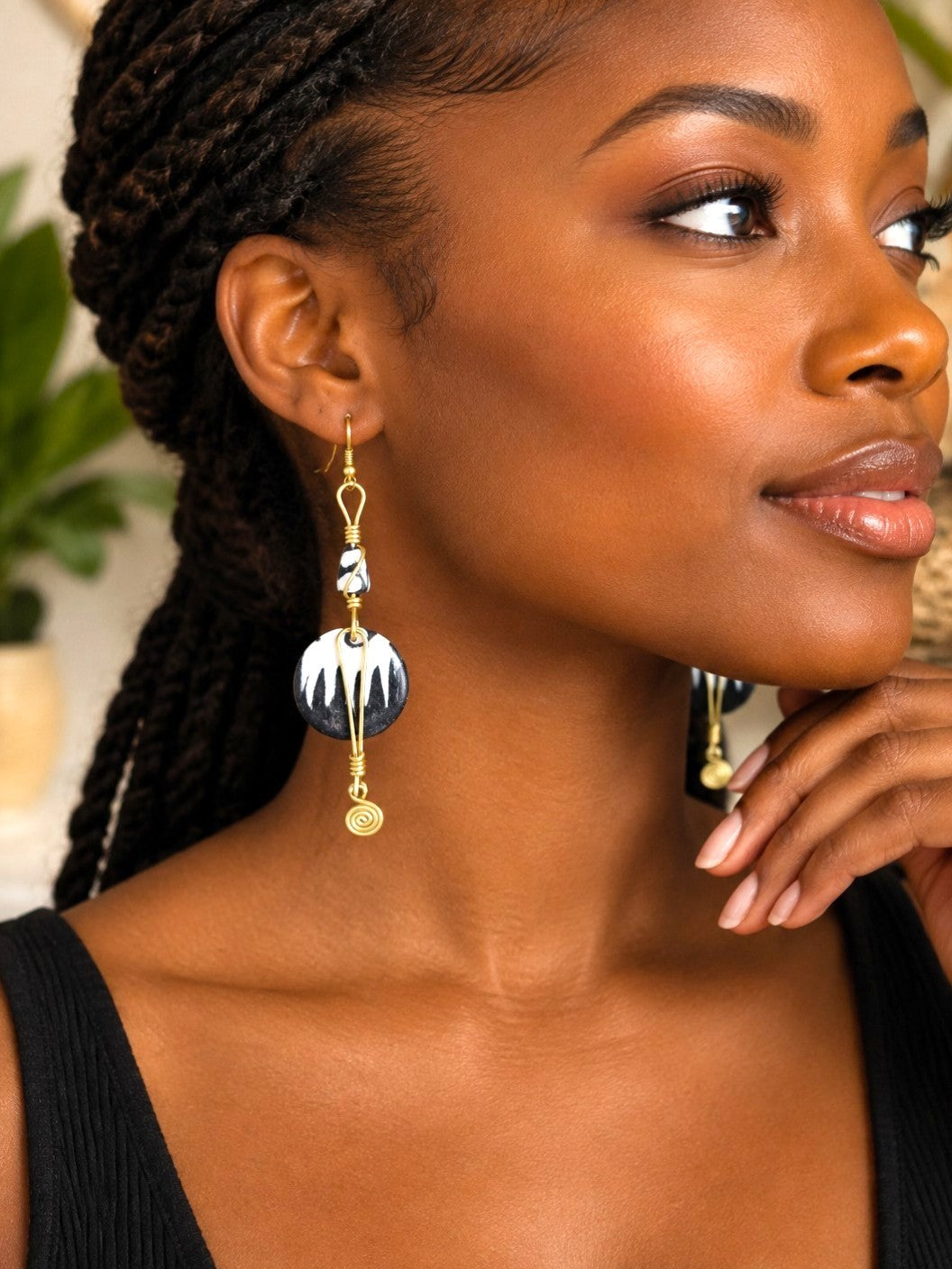 Brass and Bone Earrings Set J
