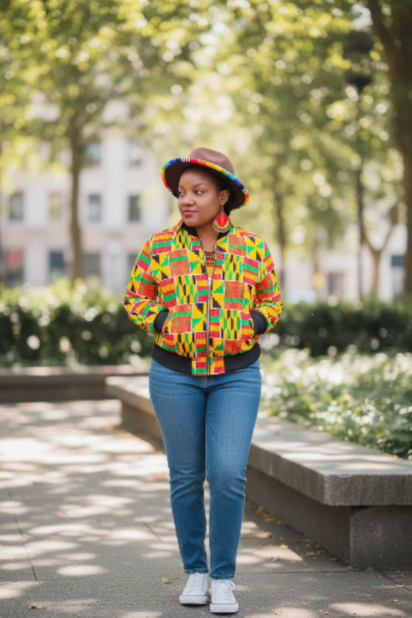 African Print Jacket UNISEX Kente Bomber Jacket, Ankara Jacket for Men Women Kids Fall Jacket
