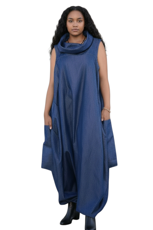 Yassa Indigo Flow Denim Jumpsuit