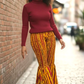 Yahden Ankara Trendy Flared Pants + Frannie's Leather and Brass Earrings