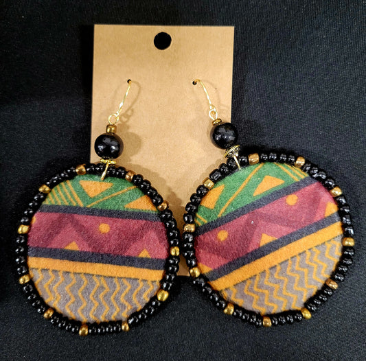 Adamas Large Beaded Mudcloth Earrings-Zena