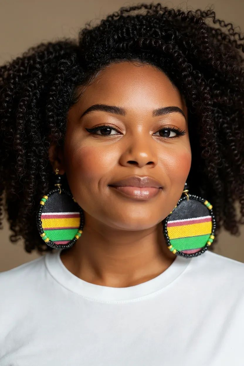 Adamas Large Beaded Mudcloth Earrings-Stella