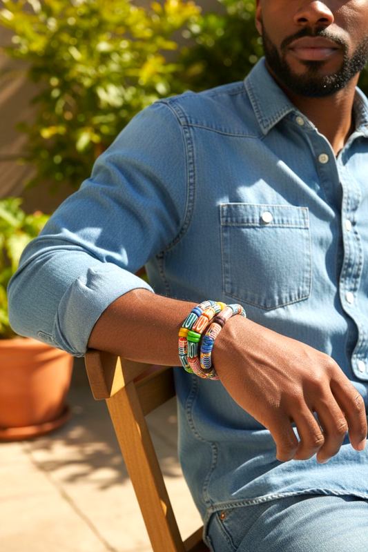 Afua's  Glass Bead Bracelet XL