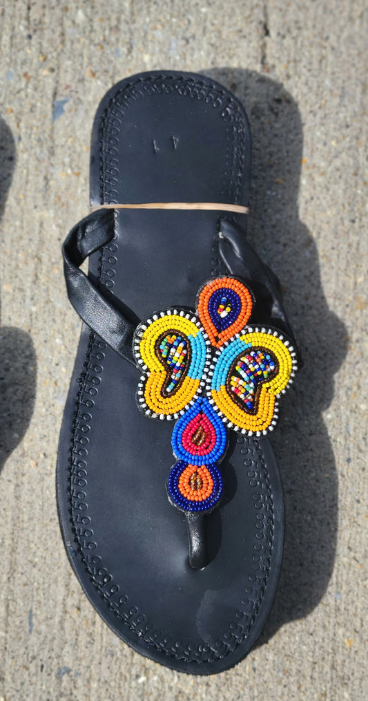 Multi Colored maasai beaded sandals-I