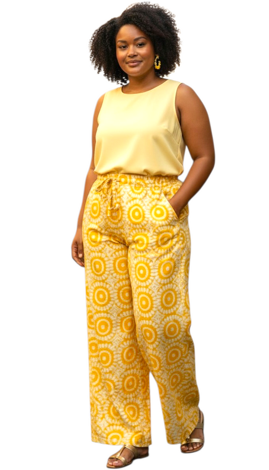 Zuri Unisex Luxe Adire Pants – Handmade African Print Wide-Leg Pants (Up to 3X)- Print F