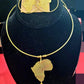 Africa Map Brass Spiral Choker & Earring Set