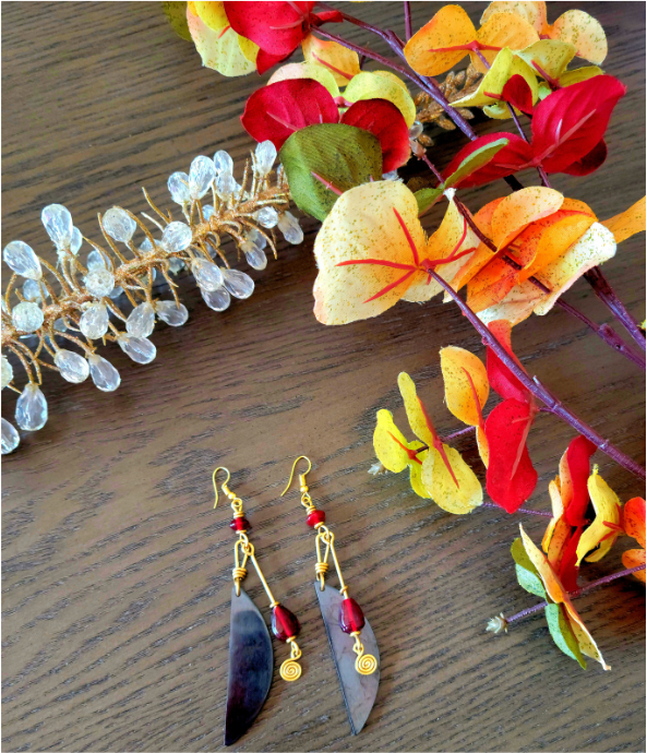 Spiral Brass & Bone Earrings