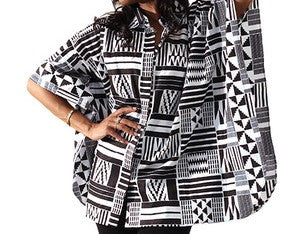 African Print Blouse Fit &Flare| African Clothing For Women Plus Size | Ankara Top | Loose African Tops | Oversized Kimono | Tunic Tops for women | Pocho | Kaftan for women