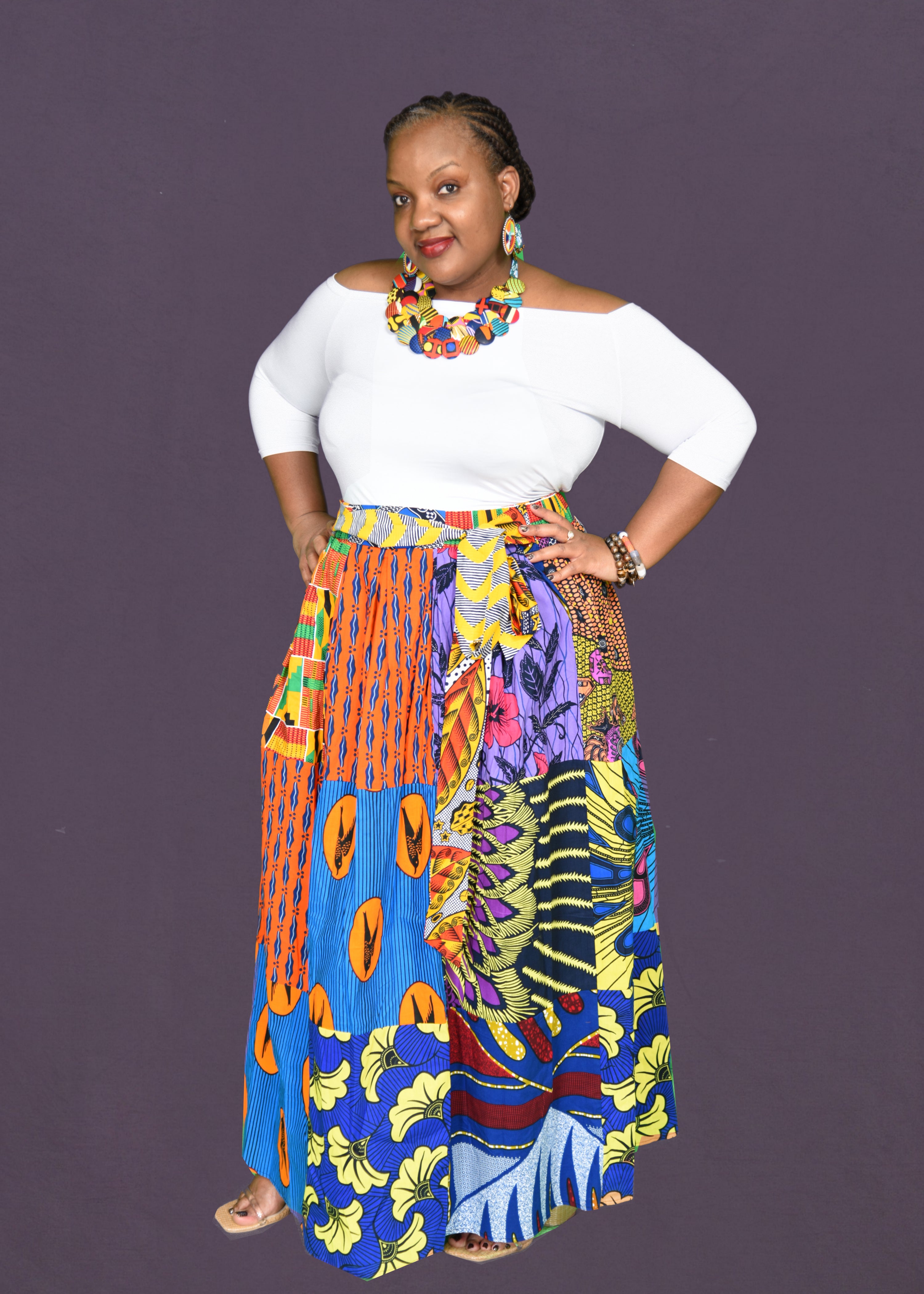 Plus size african print skirts sales with pockets