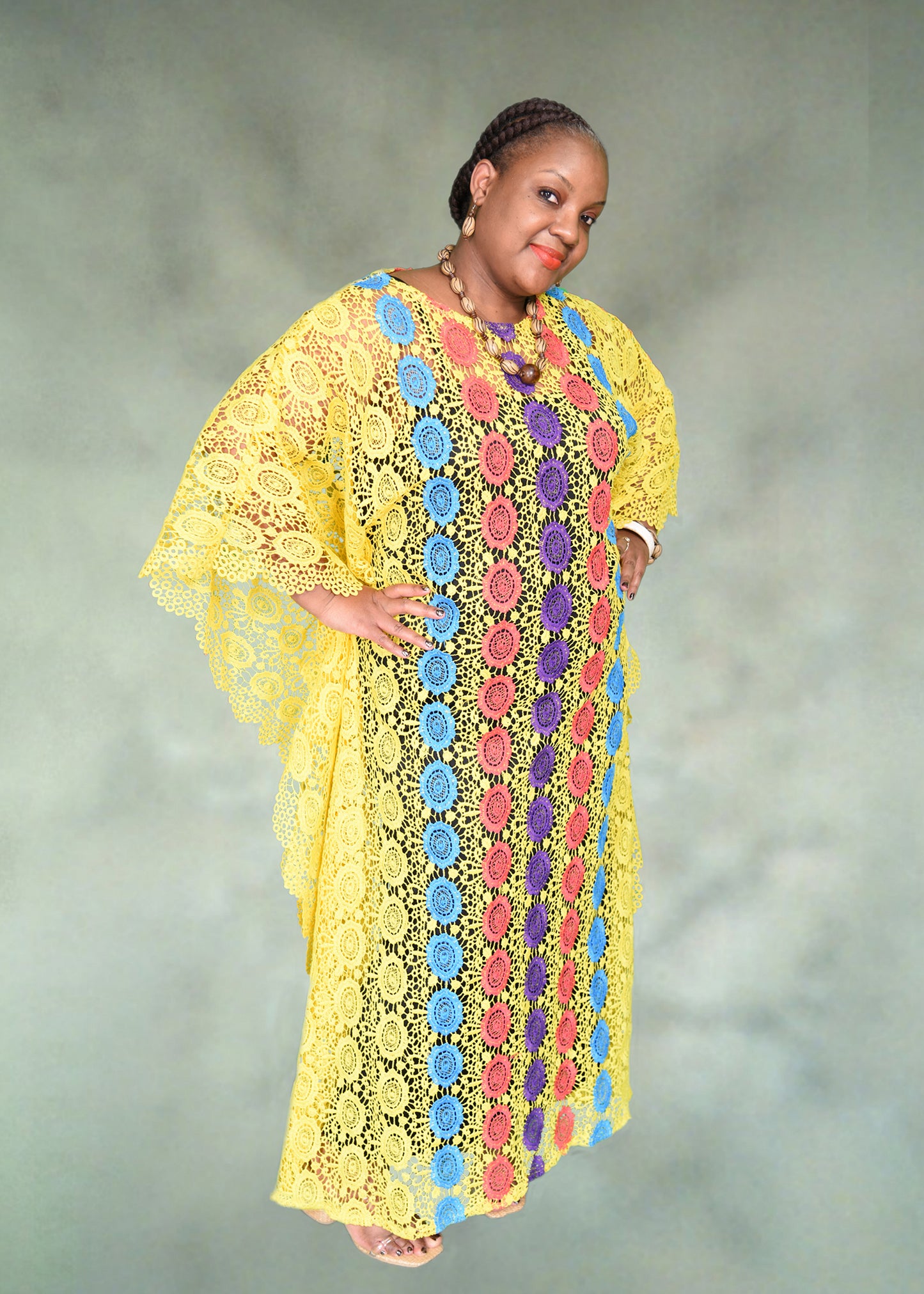 African Luxury Lace Gown/ African Abaya/  Dashiki Kaftan Maxi Robe for Woman With Inner Lining