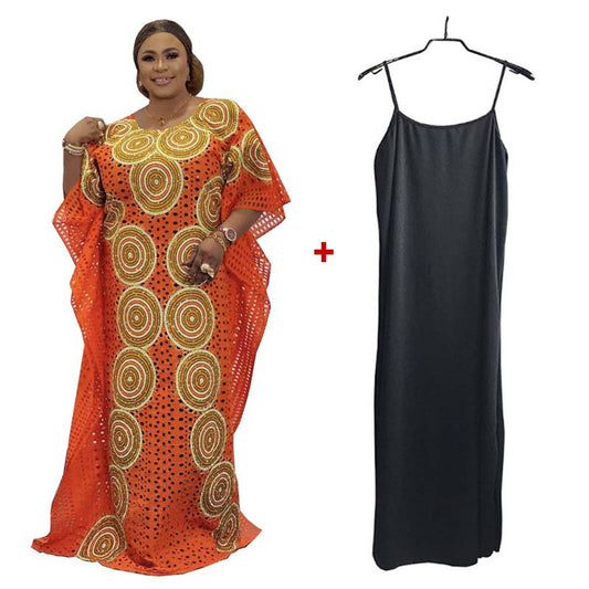 Beaded Luxury Lace Gown/ African Abaya/ Dashiki Kaftan Maxi Robe for Woman With Inner Lining