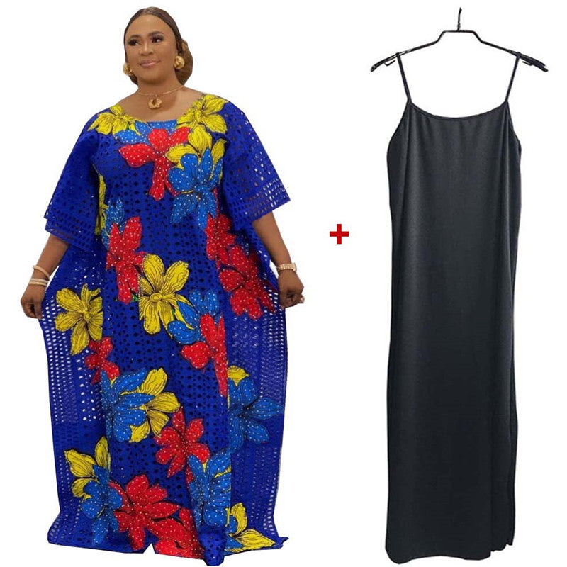 Beaded Luxury Lace Gown/ African Abaya/ Dashiki Kaftan Maxi Robe for Woman With Inner Lining