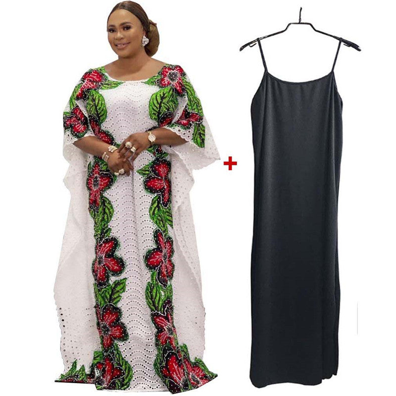 Beaded Luxury Lace Gown/ African Abaya/ Dashiki Kaftan Maxi Robe for Woman With Inner Lining